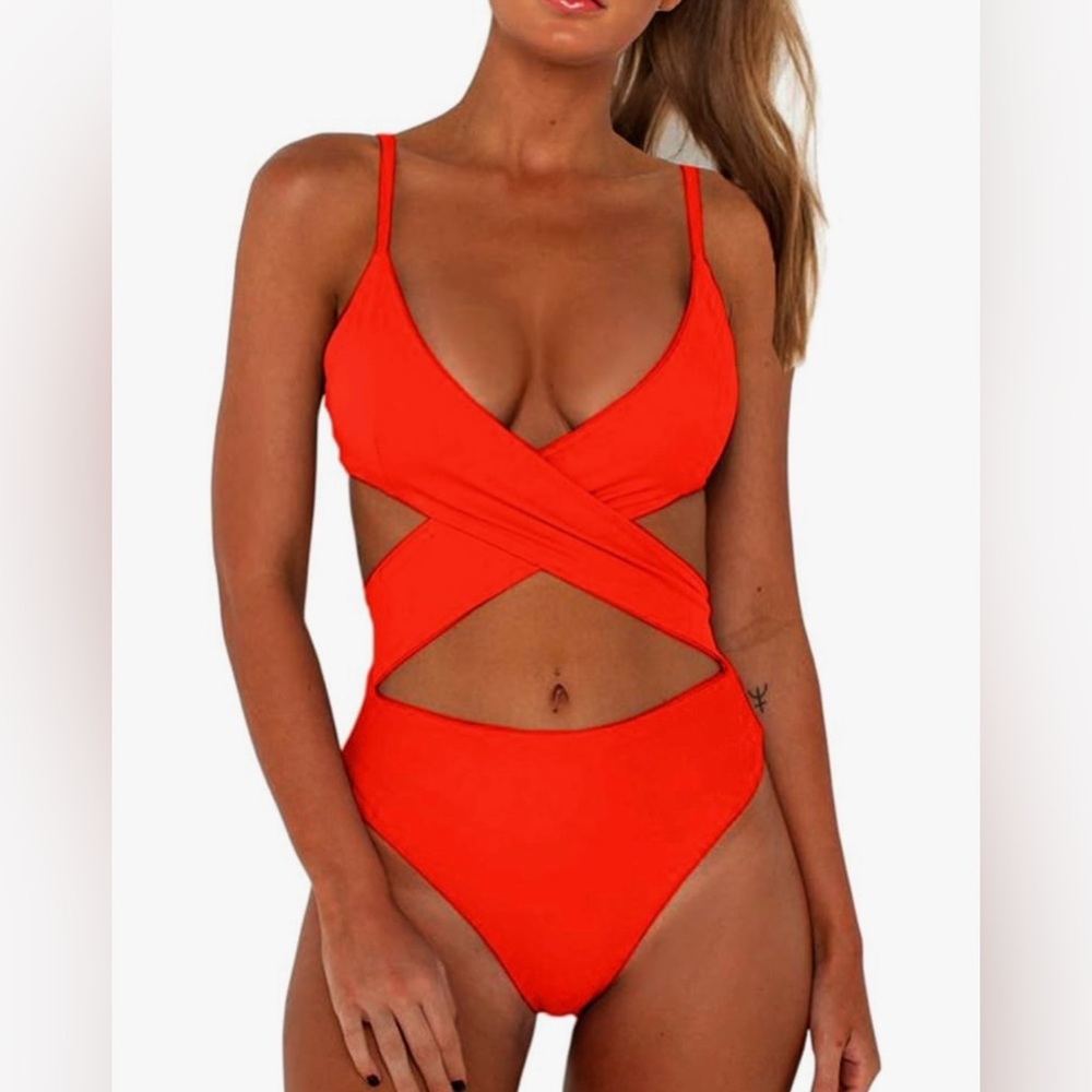CHYRII Sexy Criss Cross High Waisted Swimsuit New